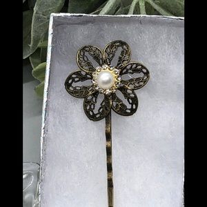 Pearl Rhinestone Crystal Bobby pin Antique Bronze fashion accessories